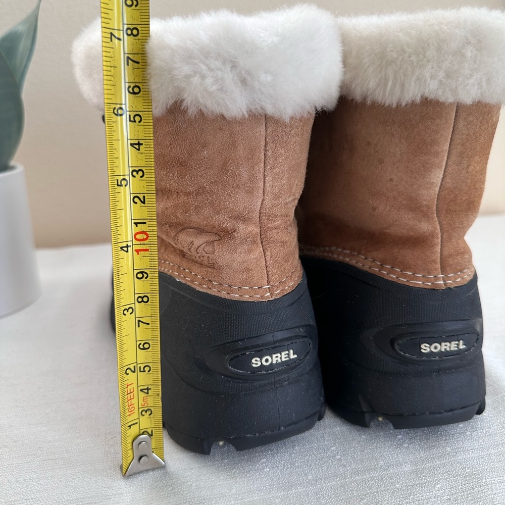Sorel Tan Suede Faux Fur Lace Up Weatherproof Winter Boots Woman’s 6 - Picture 9 of 14